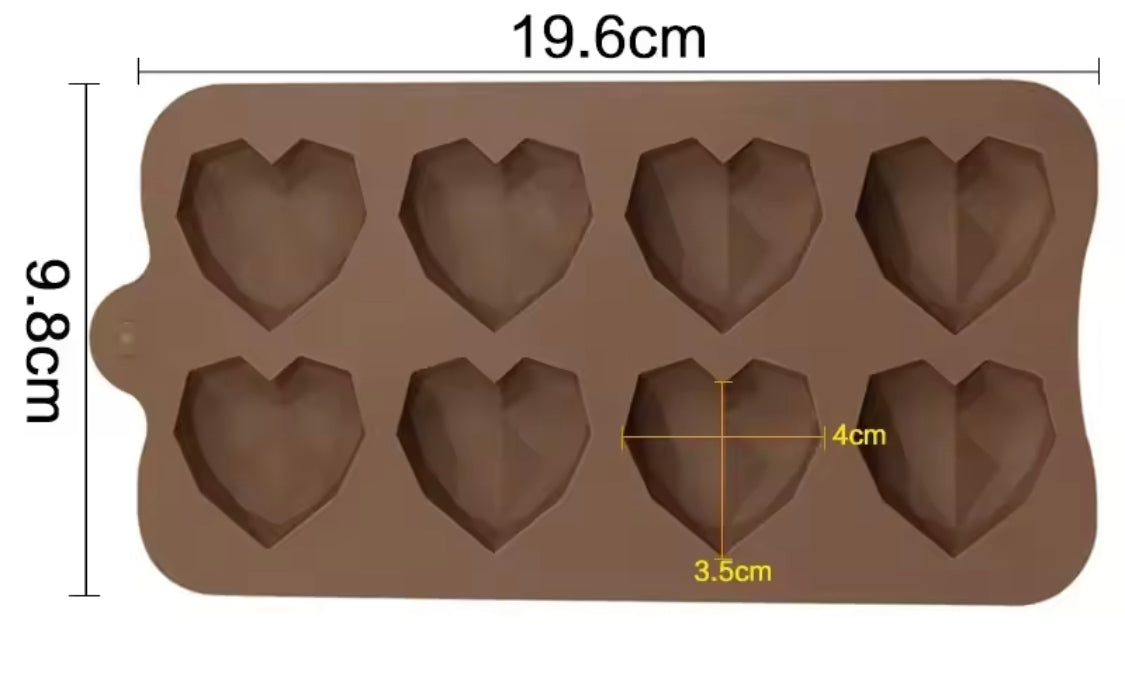 Diamond Heart Shaped Chocolate Mold, Silicone DIY Candy Bar Mold, Cake Decoration Tools, Kitchen Baking Accessories Diamond Heart Shaped Chocolate Mold, Silicone DIY Candy Bar Mold, Cake Decoration Tools, Kitchen Baking Accessories